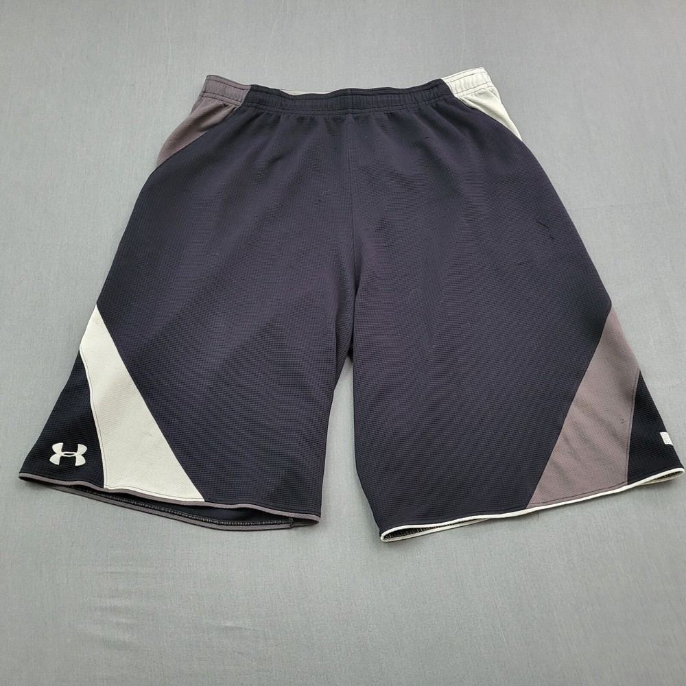 Under Armour Mens Basketball Shorts Black Gray Colorblock Loose Fit Large LG