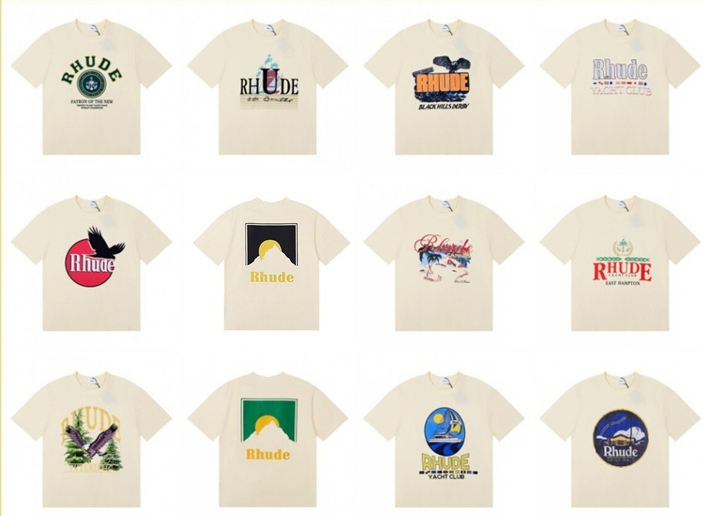 RHUDE 16Style Unisex Premium Cotton Short Sleeve Polo Tee Sizes S-2XL