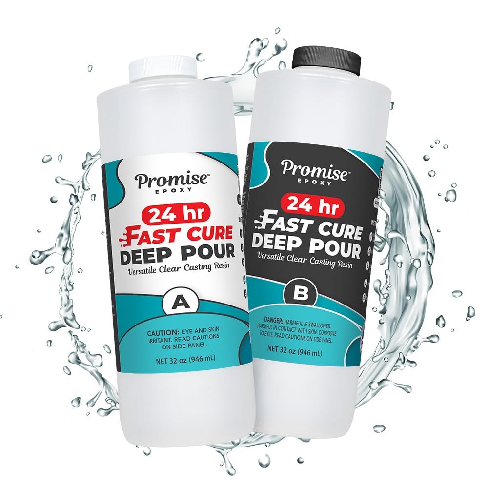 Fast Cure Deep Pour Resin 64 Oz - Crystal Clear Waterproof UV Resistant 24-Hour Cure