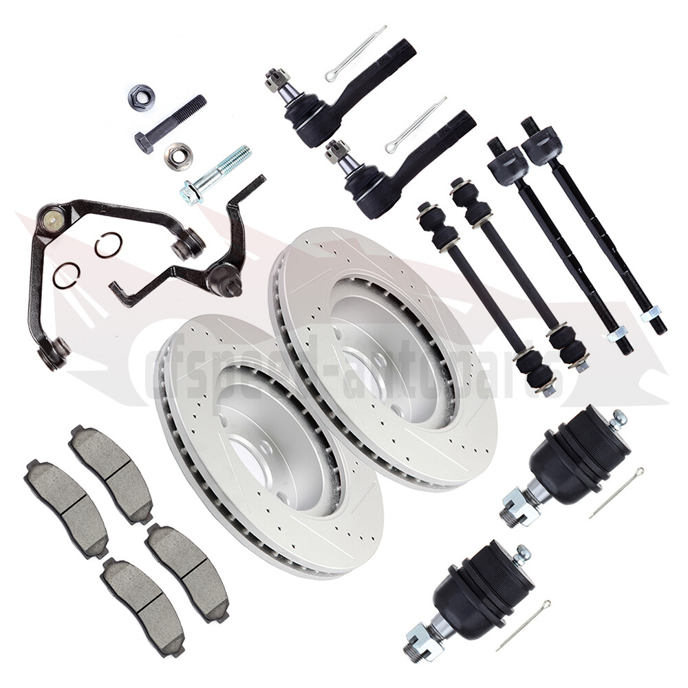 12PCS Front Upper Control Arm Suspension Brake Rotor Pad Kit for 2003-2011 Ford Ranger