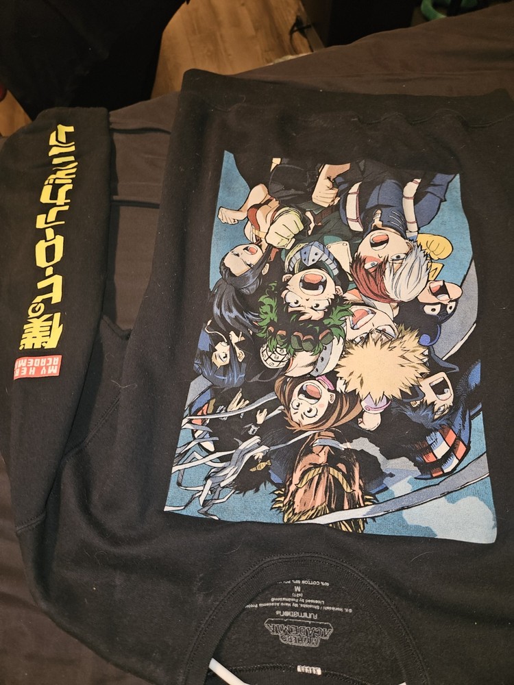 My Hero Academia Graphic Print Black Crew Neck Short Sleeve T-Shirt Mens M