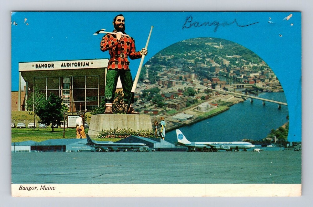 Bangor ME-Maine, Scenic Greetings, Bangor Auditorium, Vintage Souvenir Postcard