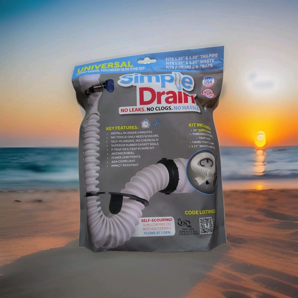 Simple Drain-Flexible Rubber P-Trap, S-Trap Offset Trap Fits 1-1/2