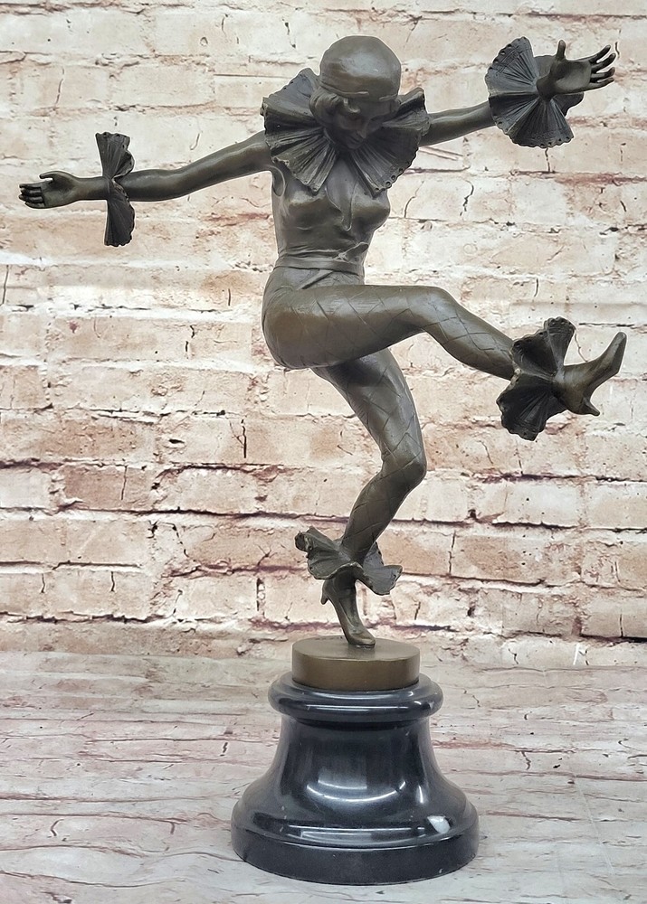 Art Deco TITZE Bronze Harlequin Figurine Lost Wax Method Statue