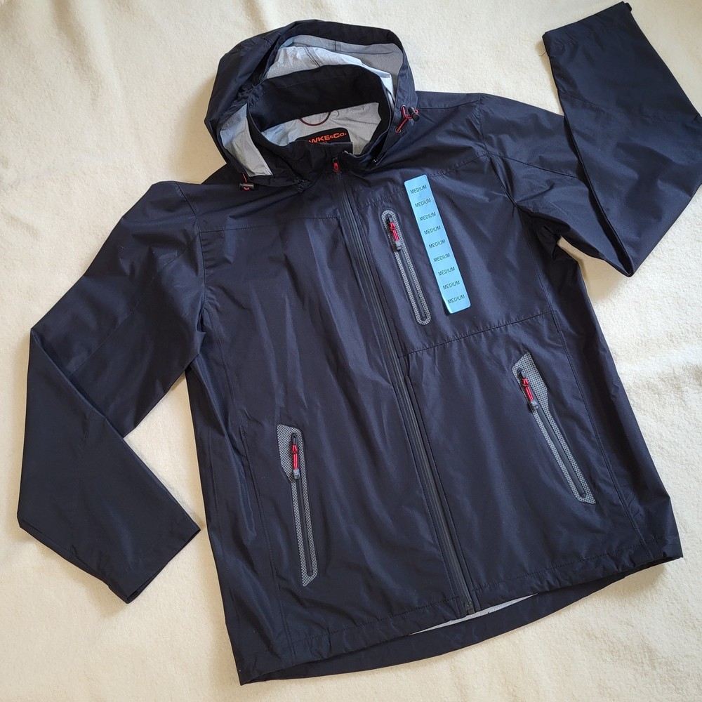 NWT Men's Black Jacket Size Large Zip off Hood, Windbreaker Hawk & Co.