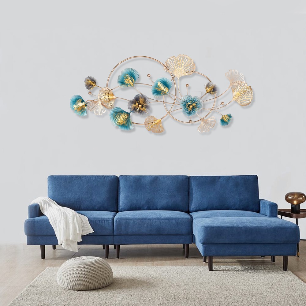 Metal Wall Art Hanging Sculpture Ginkgo Leaves Home Garden Decor 122*52*5cm US