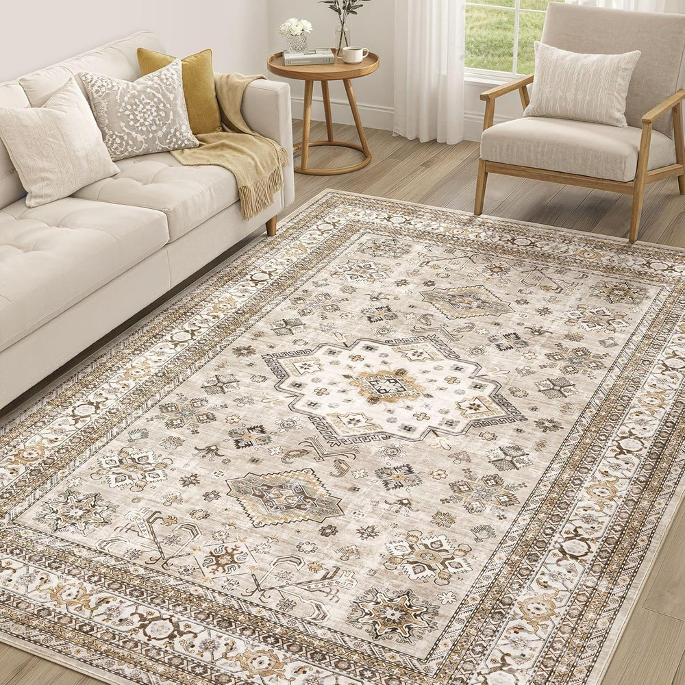 Vintage Living Room Area Rug 5X7 - Large Soft Washable Oriental Traditional Dist