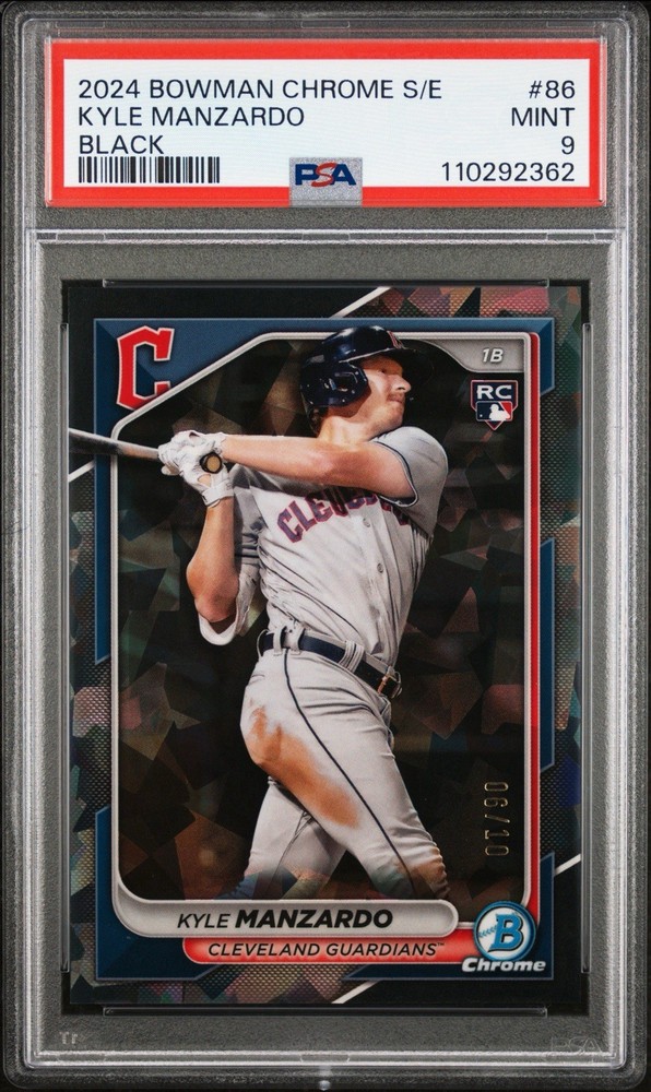 2024 Bowman Chrome Sapphire Black Kyle Manzardo Rookie RC 9/10 PSA 9