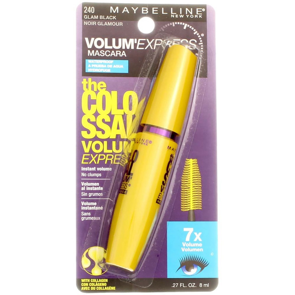 4 Pack Maybelline Volum Express Waterproof Mascara in Glam Black for Bold Lashes
