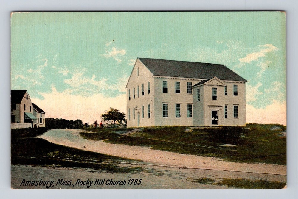 Amesbury MA-Massachusetts, Rocky Hill Church, Antique Vintage Souvenir Postcard