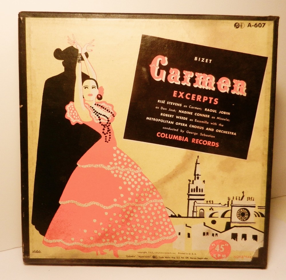 45 RPM~5 Records Boxed Set~Bizet Carmen Excerpts~1951 Columbia Records-in French