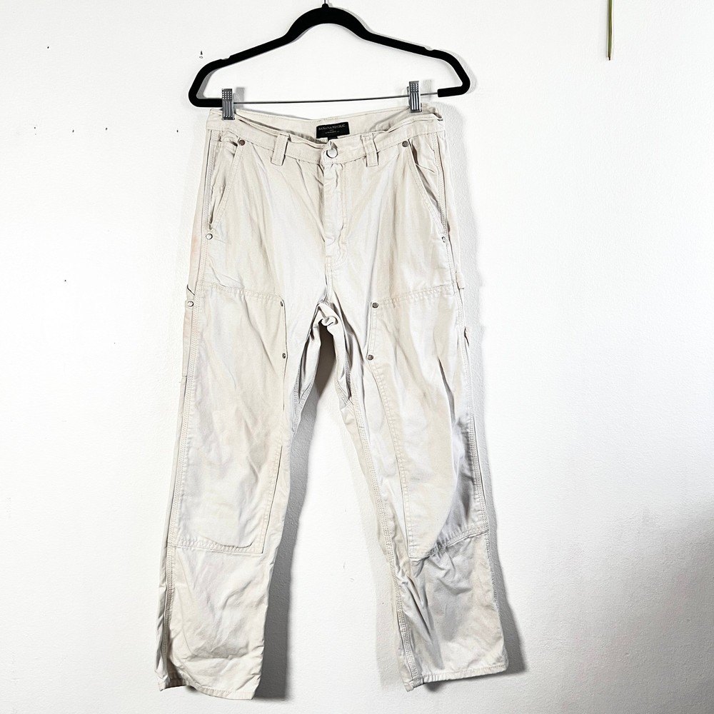 Banana Republic Carpenter Pant Jeans Mens 31 X 30 Off White Ecru Double Knee
