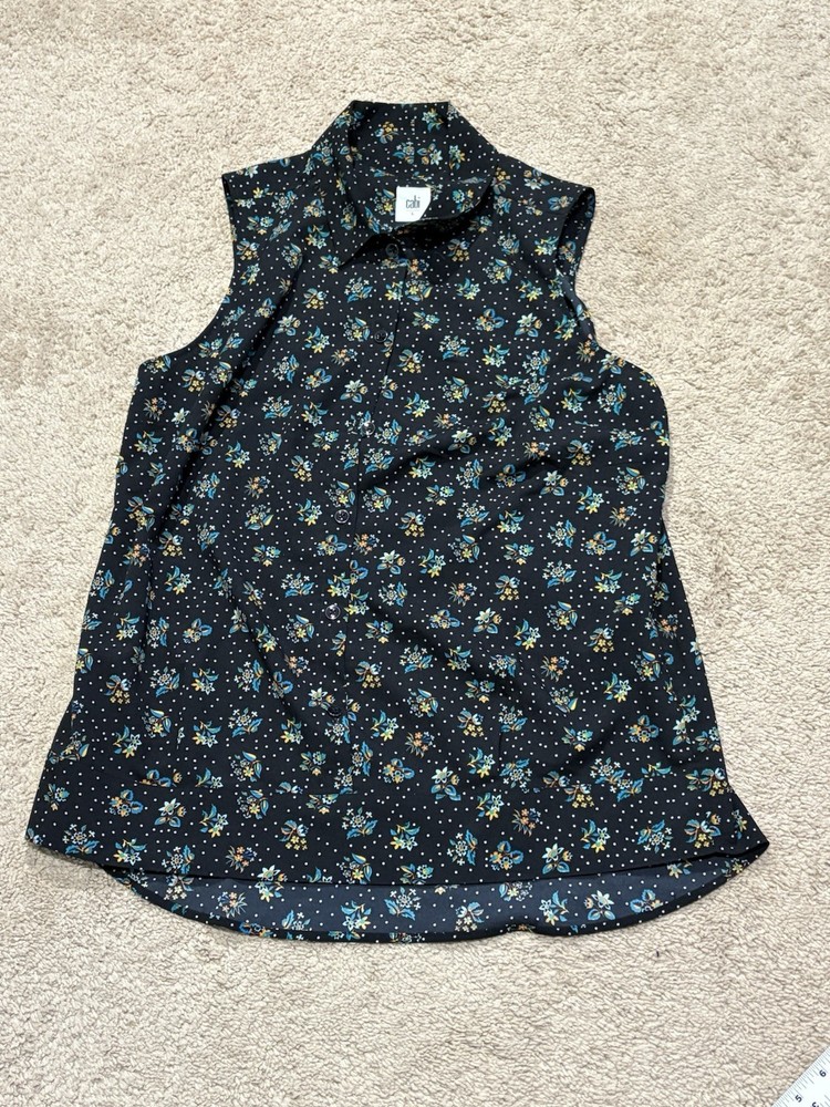 Cabi Womens Shirt Size Large Multicolor Floral Print Lightweight Flowy Dressy