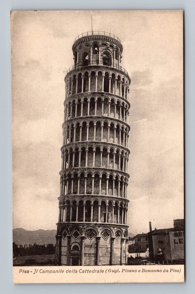 Italy- Pisa Leaning Cathedral Bell Tower Souvenir Postal Old Vintage Postcard