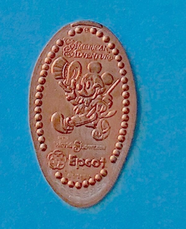 PATRIOTIC MICKEY AMERICAN ADVENTURE PRESSED ELONGATED DISNEY PENNY FREE SHIP