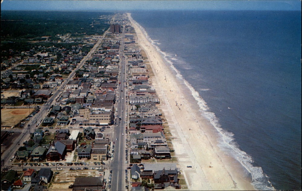 Virginia Beach VA resort city aerial view ~ postcard  sku697