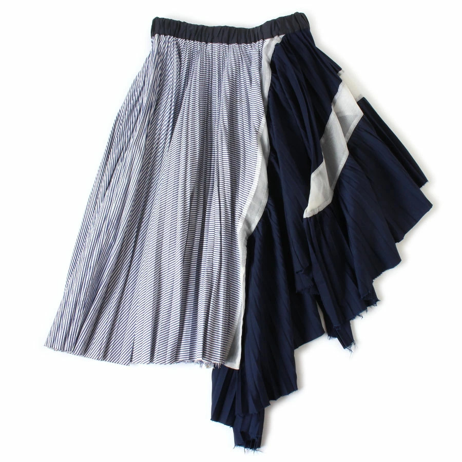 Sacai Blue White Navy Pleated Skirt Cotton Polyester Size 1 Excellent Used