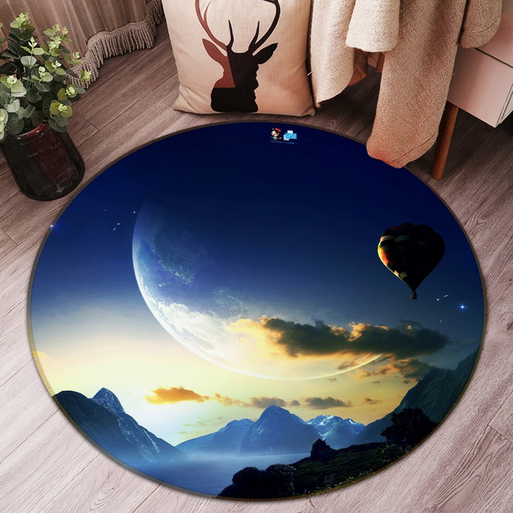 3D Moon Mountain Night View NAO3653 Game Rug Mat Elegant Photo Carpet Mat Fay