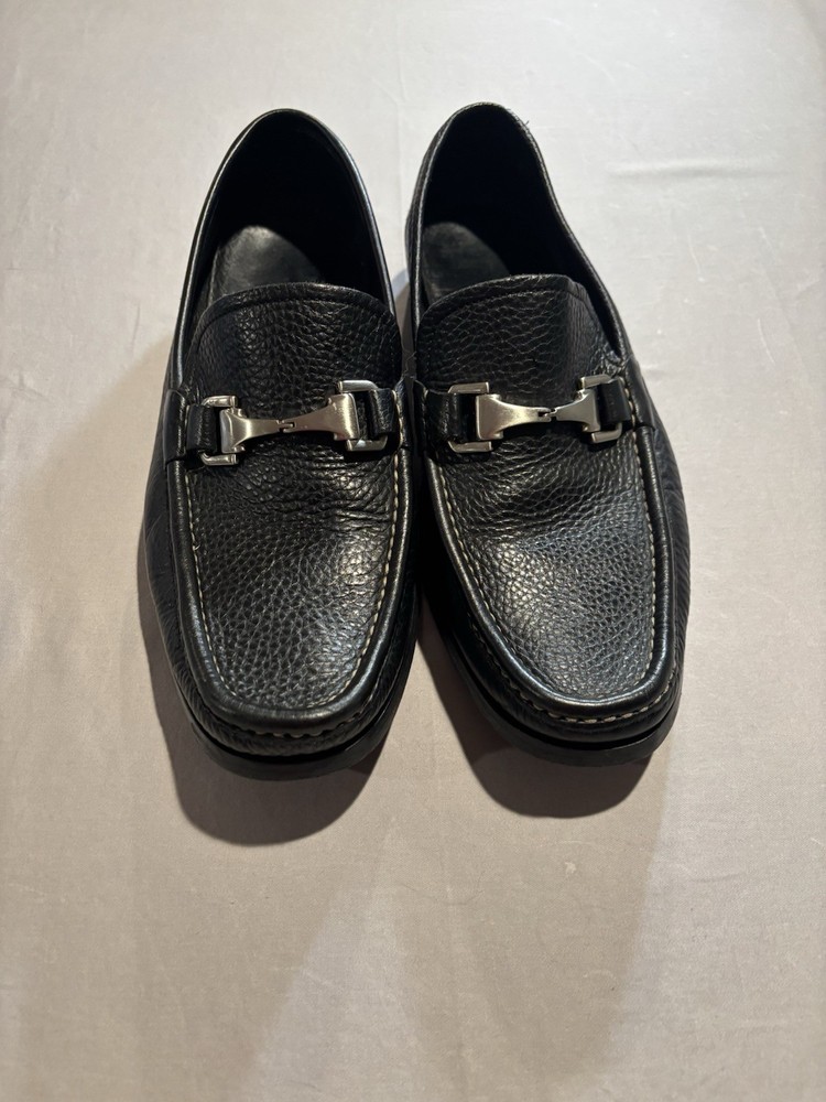 Allen Edmonds Firenze Black Pebbled Leather Bit Loafers Made In Italy 49980 10D