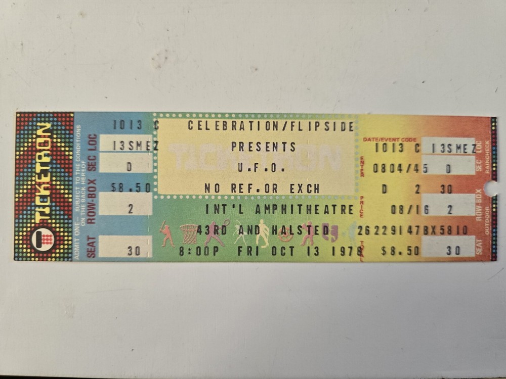 Vintage UNUSED U.F.O Concert Ticket Fri Oct 13th 1978 Int'l Amphitheater Tour