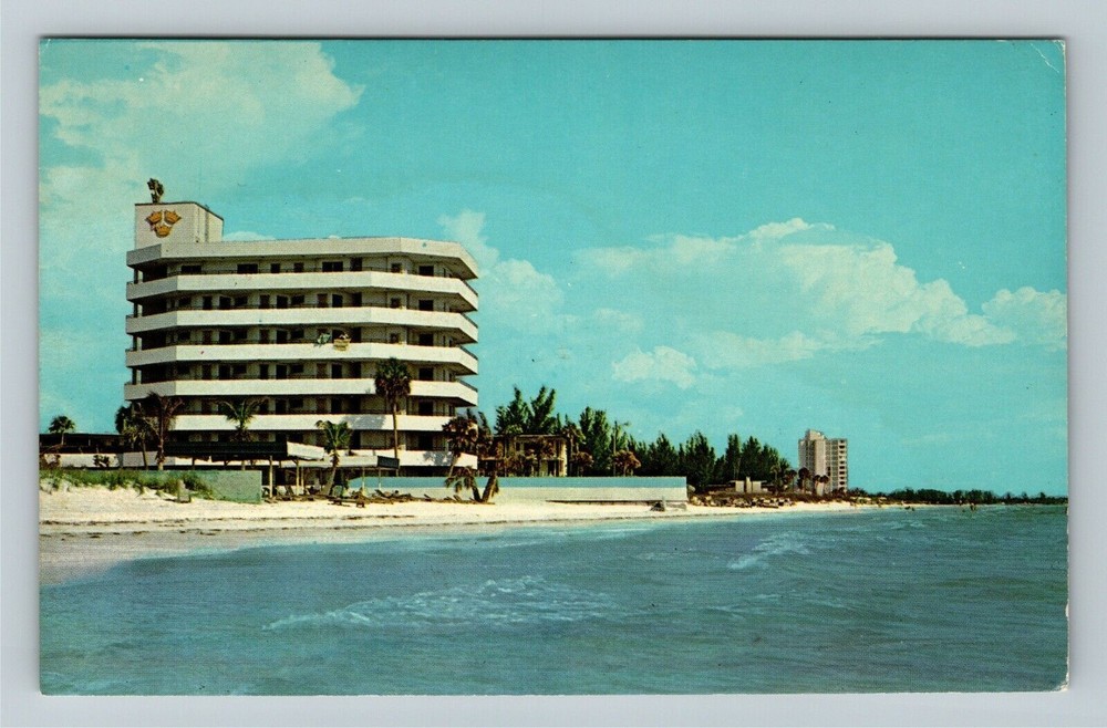 Sarasota FL-Florida, Lido Beach, Three Crowns Hotel Vintage Souvenir Postcard