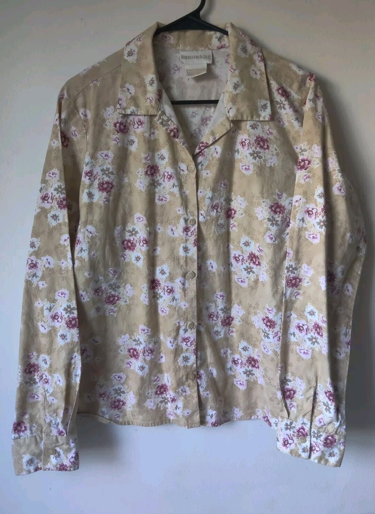 Christie & Jill Vintage Women’s Blouse Long Sleeve Multicolor Button Up Size XL