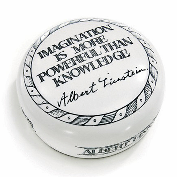 IMAGINATION SCRIMSHAW INSPIRED PAPERWEIGHT - ALBERT EINSTEIN QUOTATION