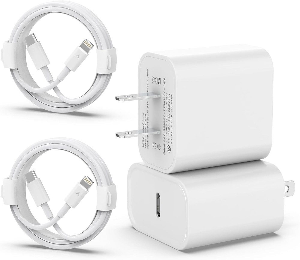 20W Fast Charging USB C iPhone Charger 2 Pack White