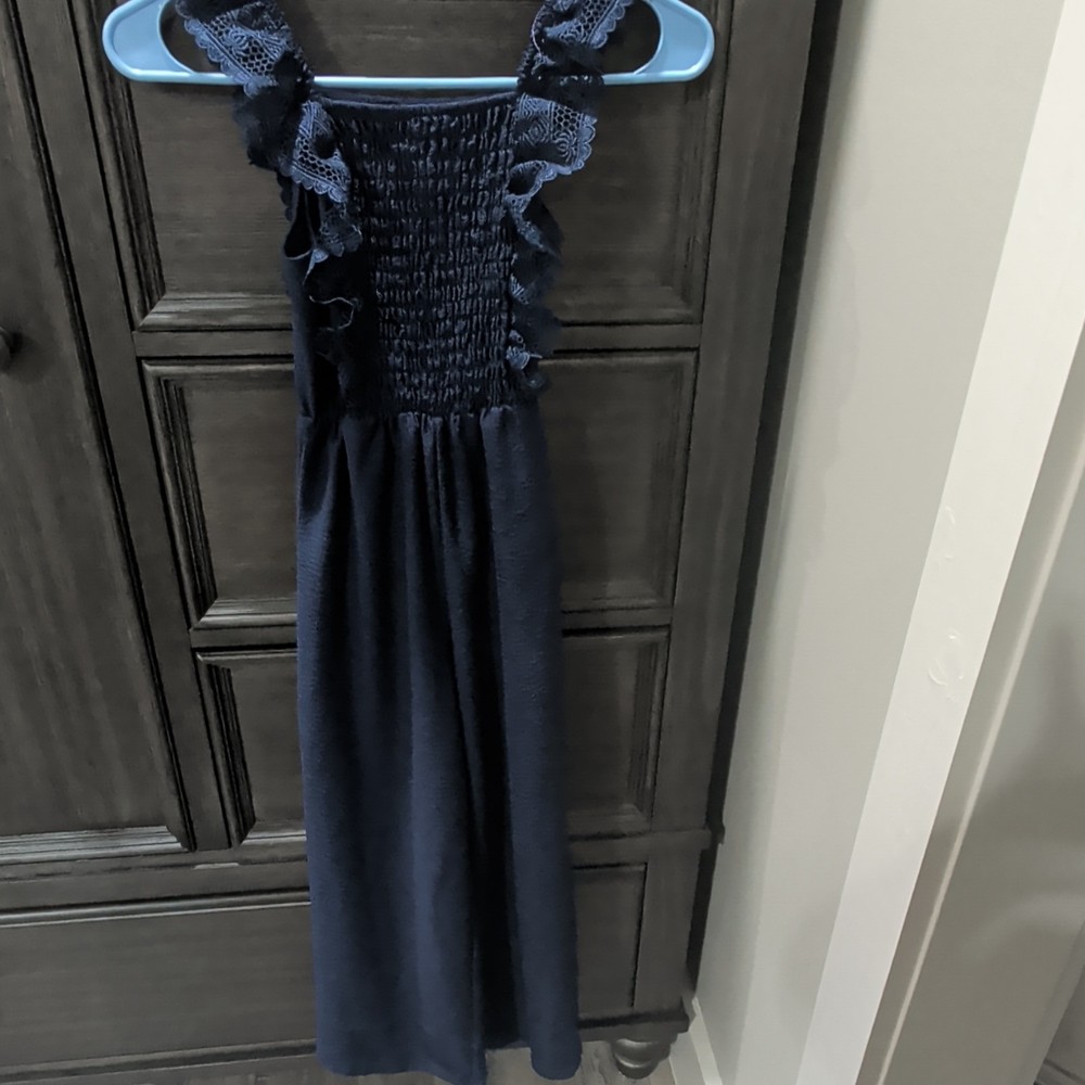 Speechless Kids Navy Blue Girls Sleeveless Ruffle Strap Jumpsuit Size S