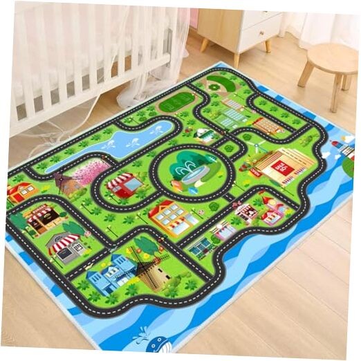 Kids Play Rug with Roads and City Map for Toy Cars