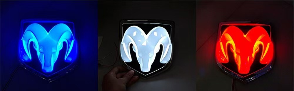 Tailgate Emblem Blue LED Chrome Black Badge For 13-2018 RAM 1500 2500 3500Rear
