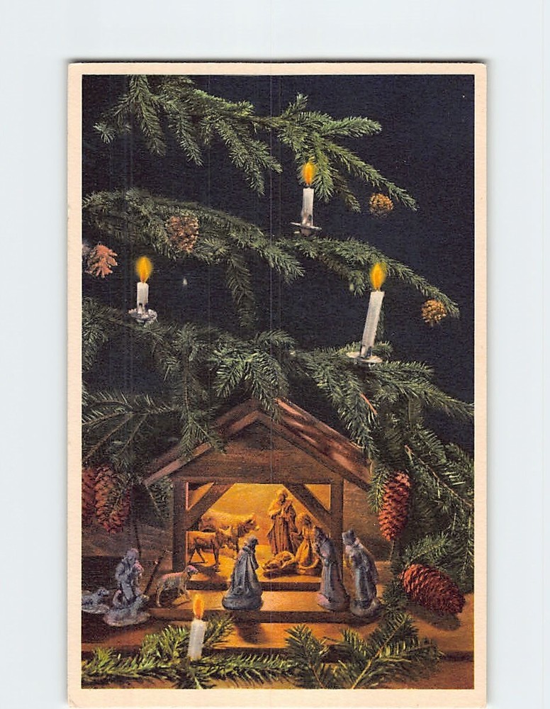 Postcard Nativity Scene Christmas Holiday Greeting Card