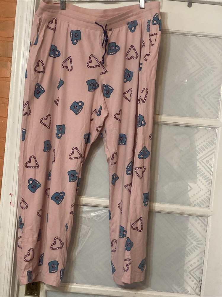 Women's Life Is Good Cocoa and Candy Cane Pink Snuggle Up Lounge Sleep Pants XL