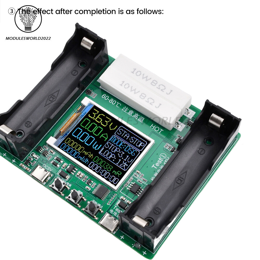 18650 Battery Capacity Tester internal Resistance Detector Auto Charging Type-C