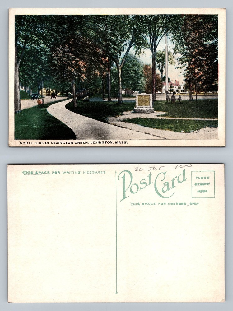Lexington, MA-Massachusetts, Side of Lexington Green Monument Vintage Postcard