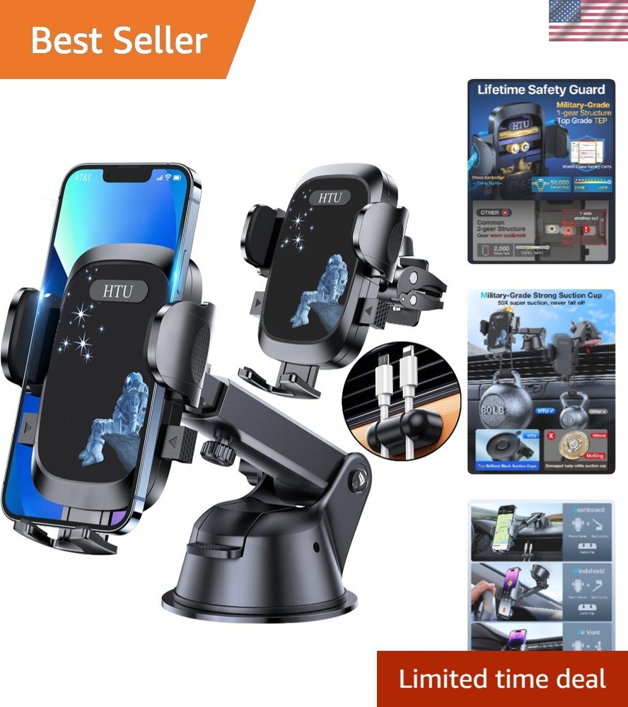 True Military-Grade] Car Phone Holder【2024 Stronger Suction & Clip】 Universal...