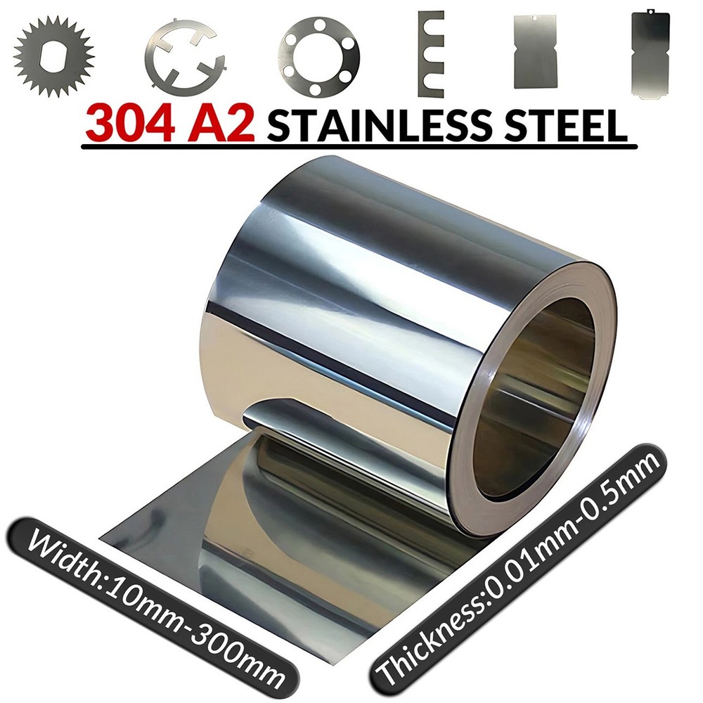 304 Stainless Steel Thin Plate Band Foil Sheet Metal Strip Roll 0.05mm - 0.5mm