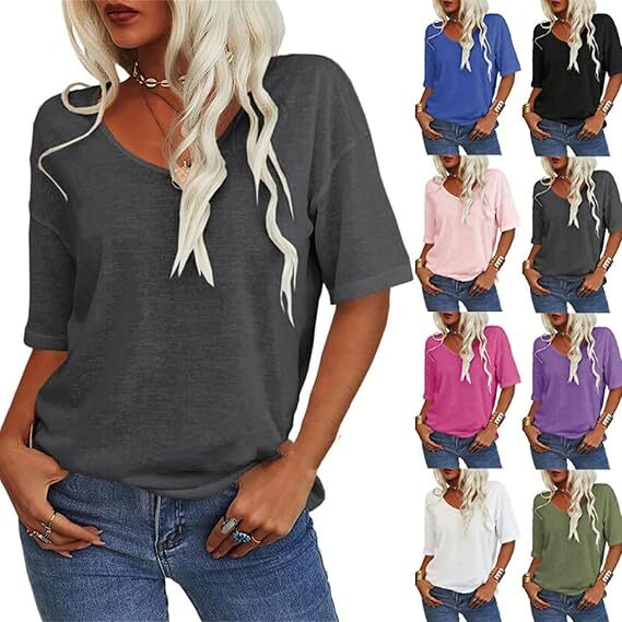 Oppositen Tshirts, Meonsopoli Solid Color Knitted V-Neck Top