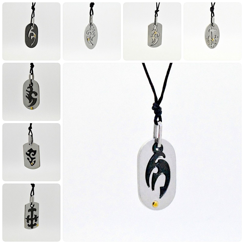 Abstract Stainless Steel and 18K Gold Pendant Necklace-image