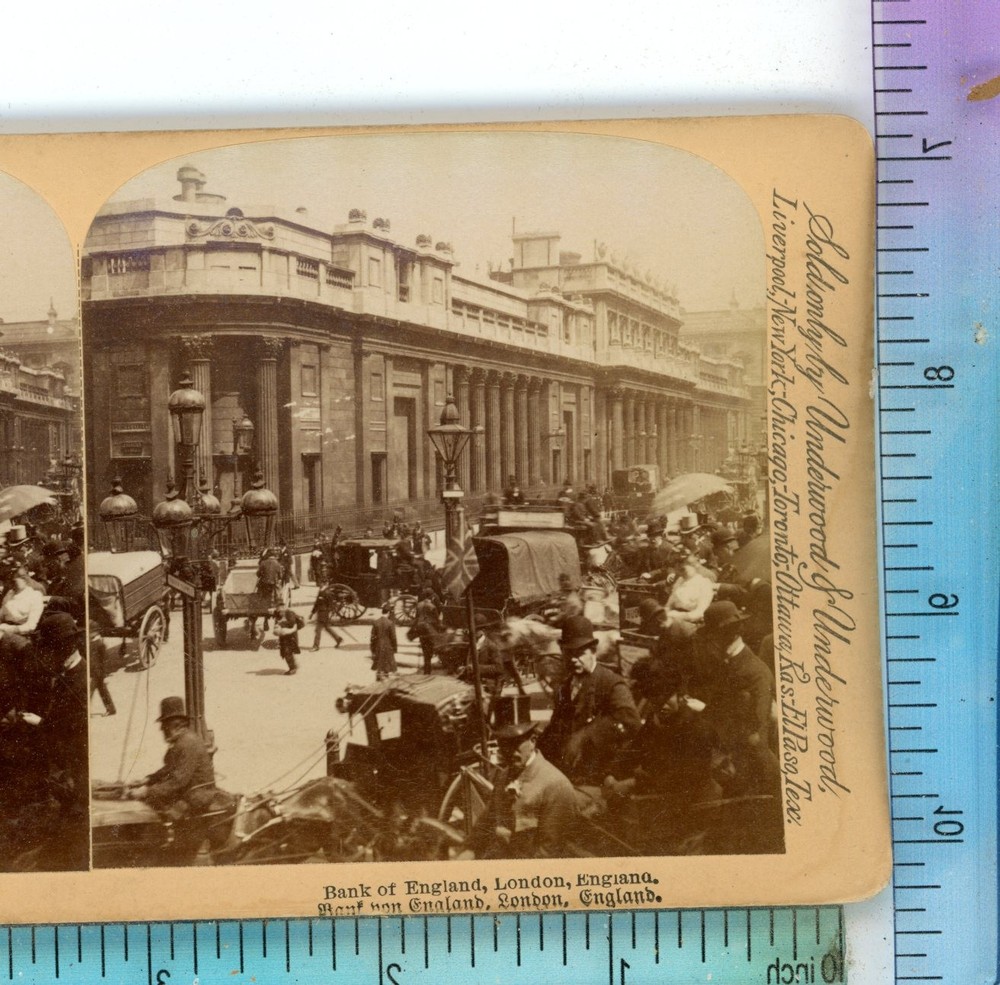 Busy Street Bank of England London Underwood Stereoview