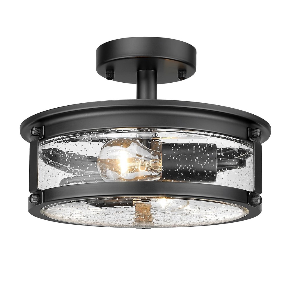 2-Light Industrial Farmhouse Semi Flush Mount Ceiling Fixture