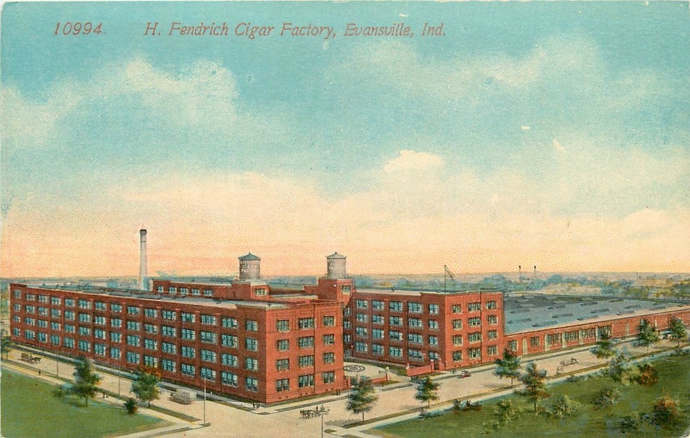 c1910 Evansville Indiana H Fendrich Cigar Factory Acmegraph Postcard 26-3077