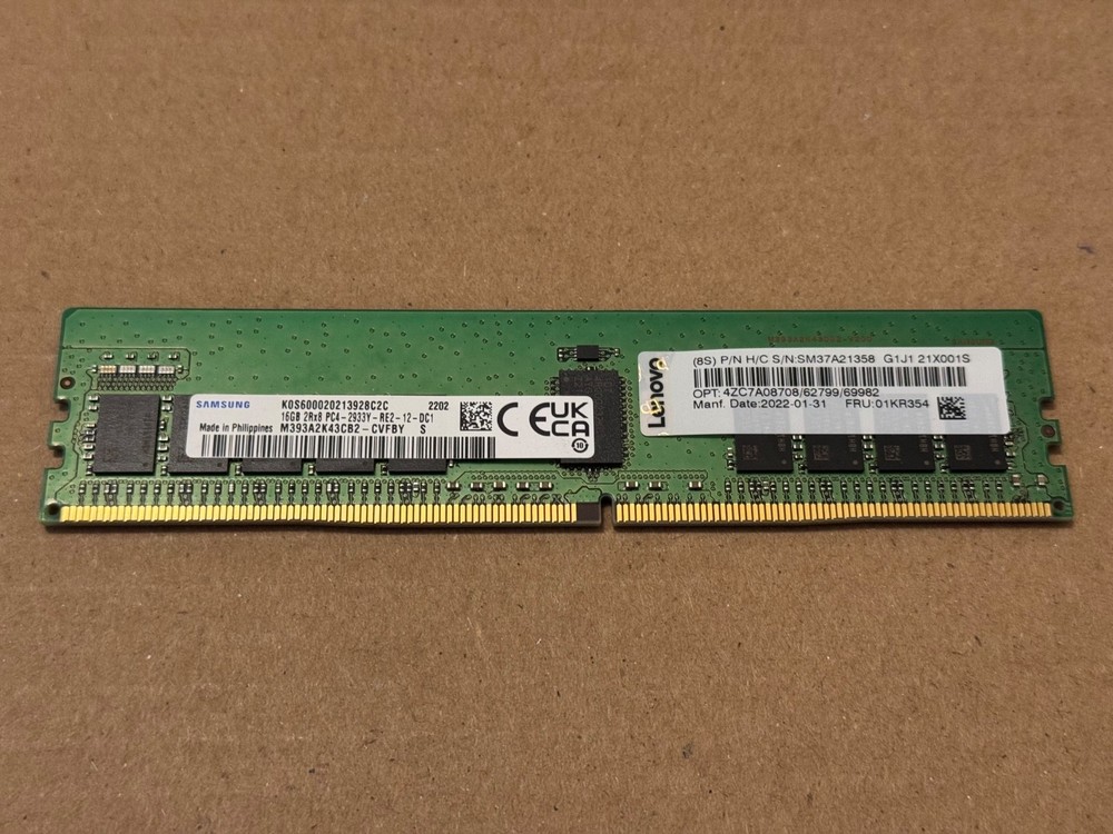 Samsung 16GB DDR4 PC4 2933MHz ECC Server RAM Memory | M393A2K43CB2-CVFBY Tested!