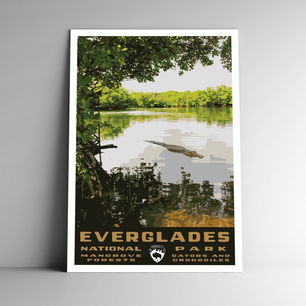 Everglades National Park Poster Vintage WPA Style Florida Travel Art Print