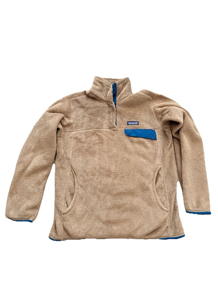 PATAGONIA Women's Re-Tool Sweater Snap T Fleece Polartec Pullover Tan Size M EUC