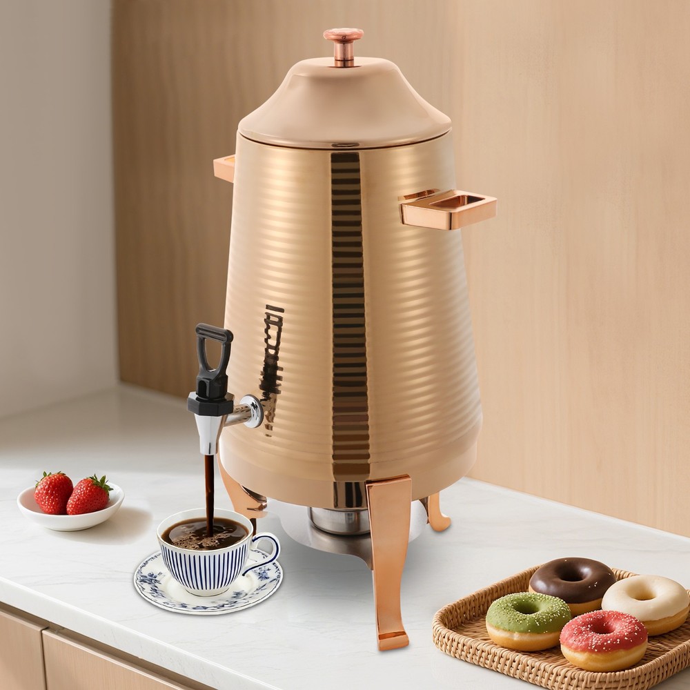Rose Gold 13L Stainless Steel Beverage Dispenser, Hot Drink Dispenser with Stand
