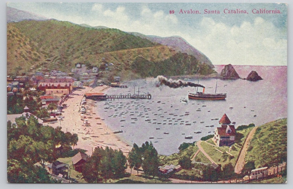 Avalon, Santa Catalina Island, California Vintage Postcard Steamship Bay View