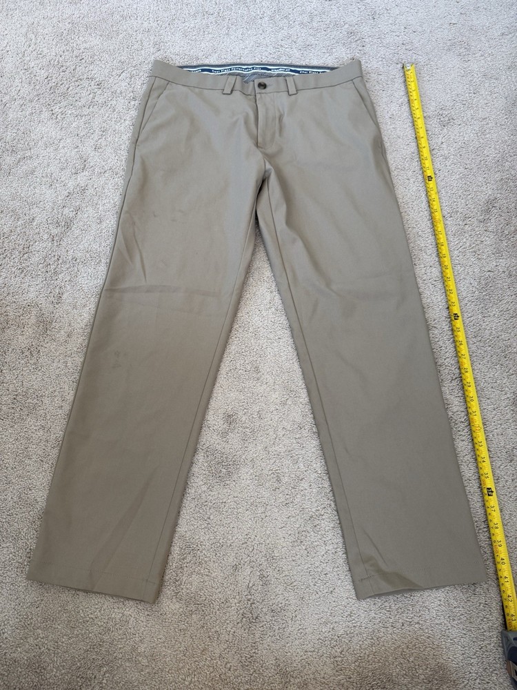 Haggar Cool Right Performance Mens 36x32 Khaki Stretch Casual Pants