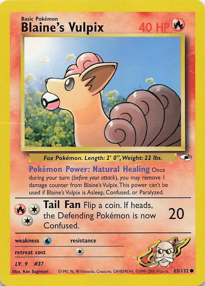Blaine's Vulpix 65/132 Common Gym Heroes Pokemon Lightly Played