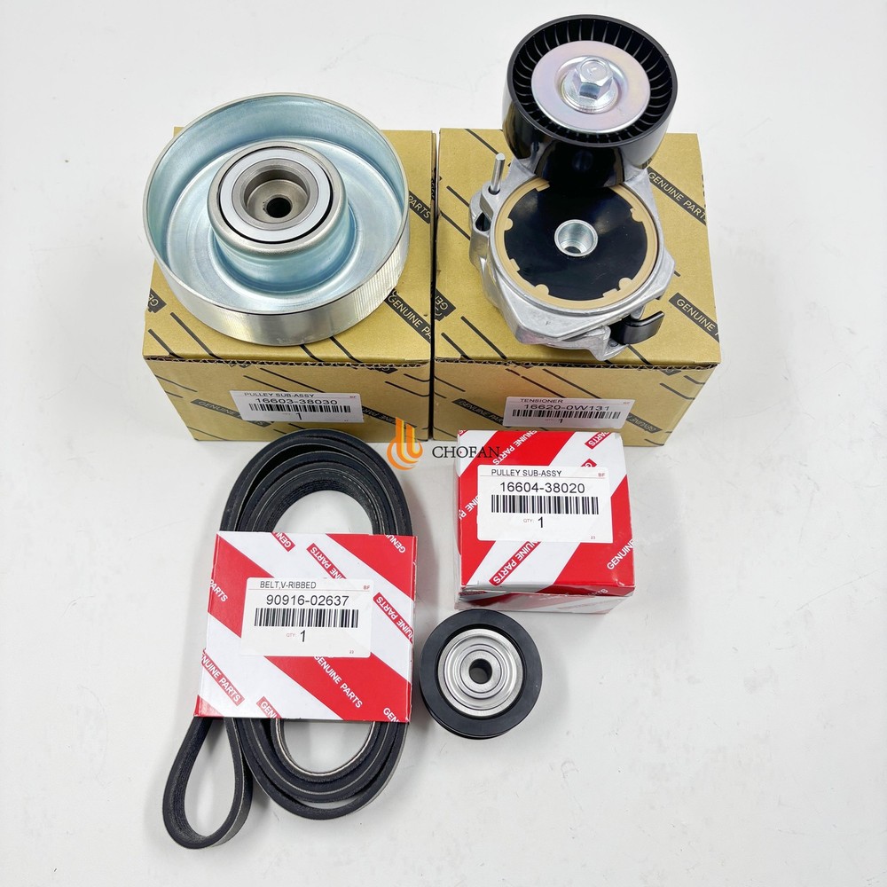 OEM 4PC KIT For 2007-2014 Lexus LS460 Serpent-Fan Belt Tensioner and Pulley Kit